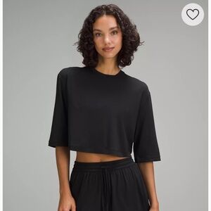 Lululemon Modal Relaxed-Fit Cropped Short-Sleeve Shirt 10 Black NWT